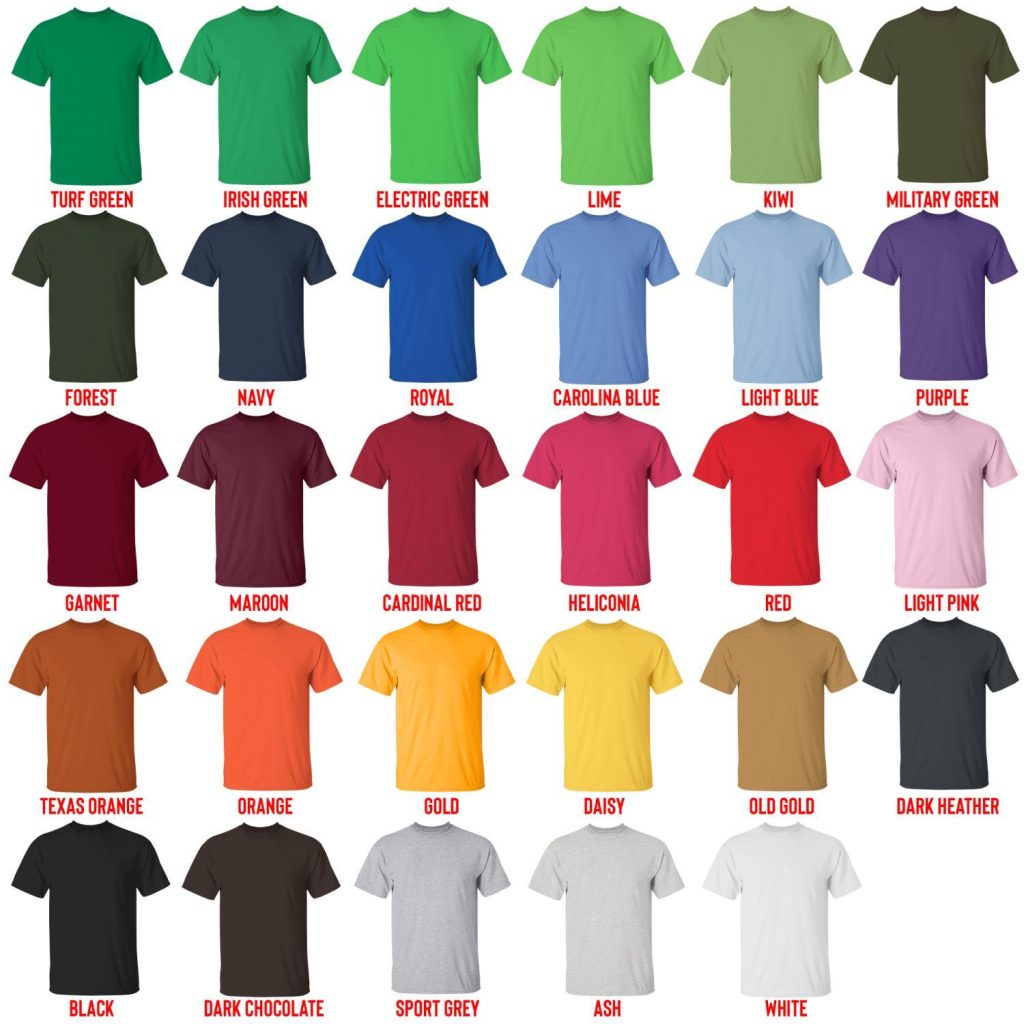 t shirt color chart - The Owl House Shop